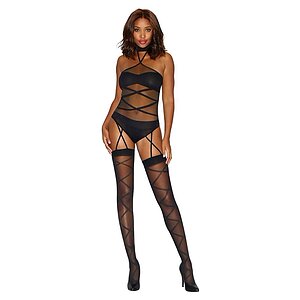 Bodystocking Dreamgirl Criss-Cross Negru Bodystocking Dreamgirl Criss-Cross Negru pe Sexlab.ro