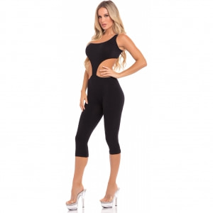 Catsuit Pink Lipstick One Shoulder Negru M-L