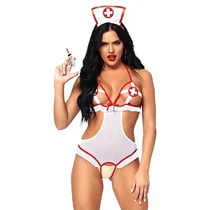 Costum Leg Avenue Naughty Nurse Body Alb pe SexLab