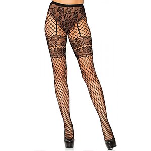 Dresuri Leg Avenue Lace French Cut Net Negru pe Sexlab.ro