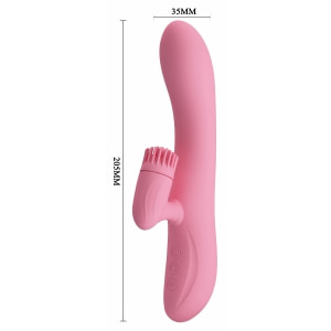 Rabbit Chris Rotativ Reîncărcabil cu Limbă și Braț Pentru Clitoris Roz