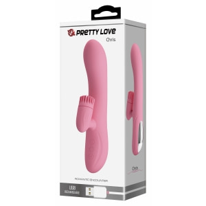 Rabbit Chris Rotativ Reîncărcabil cu Limbă și Braț Pentru Clitoris Roz