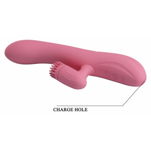 Rabbit Chris Rotativ Reîncărcabil cu Limbă și Braț Pentru Clitoris Roz