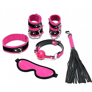 Set Rimba Velcro Soft Bondage Starter Set Roz Negru pe SexLab