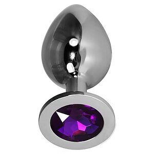 Rosebud Plug Metalic L cu Bijuterie Mov — Elegant, Lucios Argintiu pe SexLab