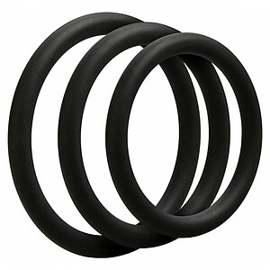 Set 3 Inele Penis OptiMALE C-Ring Thin Negru pe SexLab