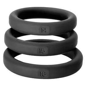 Set 3 Inele Penis Xact-Fit Kit S-M Negru pe SexLab