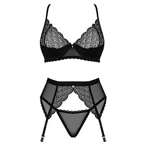 Set 3 Piese Obsessive Chemeris Negru Set 3 Piese Obsessive Chemeris Negru pe Sexlab.ro