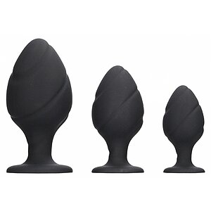 Set Anal Plug Swirled Negru pe SexLab