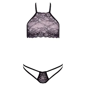 Set Barely Bare Dual Strap Panty Bralette Negru pe SexLab