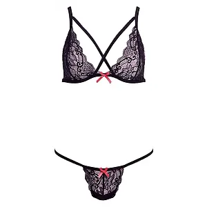 Set Barely Bare X Strap Bralette Negru pe SexLab