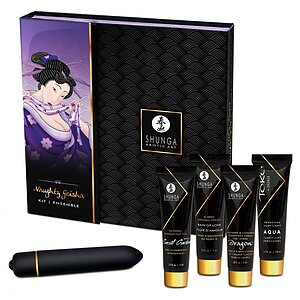Set Creme Si Vibrator Naughty Geisha Negru pe SexLab