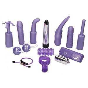 Set Cadou Jucarii Erotice Mov 12 Piese Set Vibrator Mansioane Bile Inele