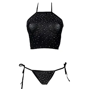 Set Le Desir Festive Rhinestone Negru pe SexLab