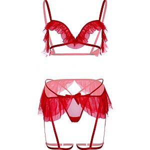 Set Leg Avenue Bralette Rosu pe SexLab