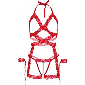 Set Leg Avenue Cami Cuffs Pentru Dominare Priviri Lenjerie Cu Model Sanii Decupati Si Ambalaj Lux
