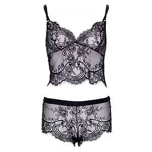 Set Leg Avenue Eyelash Lace Negru Set Leg Avenue Eyelash Lace Negru pe SexLab
