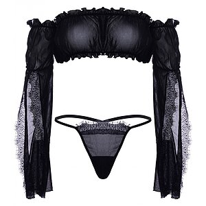 Set Leg Avenue Mesh Bandeau Negru pe SexLab