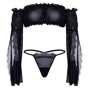 Set Leg Avenue Mesh Bandeau Negru pe SexLab