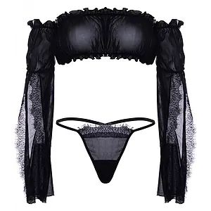 Set Leg Avenue Mesh Bandeau Negru pe SexLab