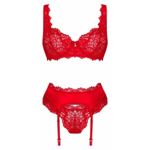 Set Obsessive Amor Cherris 3 Piese Roșu S-M