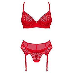 Set Obsessive Ingridia 3 Piese Roșu Set Obsessive Ingridia 3 Piese Roșu pe Sexlab.ro