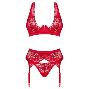 Set Obsessive Lacelove 3 Piese Roșu pe Sexlab.ro