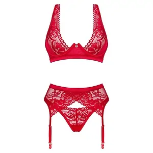 Set Obsessive Lacelove 3 Piese Roșu Set Obsessive Lacelove 3 Piese Roșu pe SexLab