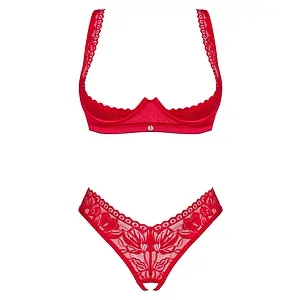 Set Obsessive Lacelove Cupless Roșu Set Obsessive Lacelove Cupless Roșu pe SexLab