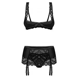 Set Obsessive Lecille 3 Piese Negru Set Obsessive Lecille 3 Piese Negru pe SexLab