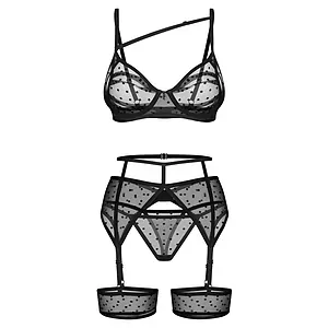 Set Obsessive Suspender Nuites Negru pe SexLab