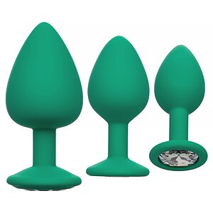 Set Plug Cheeky Gems 3 buc Verde pe SexLab