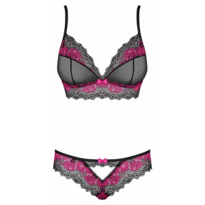 Set Sexy Obsessive Tulia din Dantelă Negru XS-S