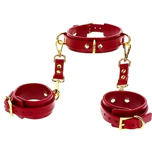 Set Zgardă și Cătușe D-Ring Deluxe pe SexLab