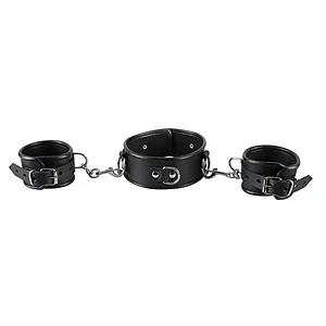 Set Zgardă Și Cătușe Mâini Zado Negru pe SexLab