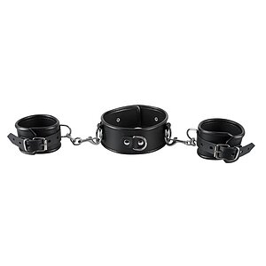 Set Zgardă Și Cătușe Mâini Zado Negru pe SexLab