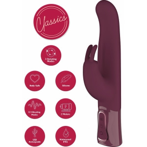 She.E.O Rabbit Rotativ Reîncărcabil — 10 Vibrații, 3 Rotații Vișiniu
