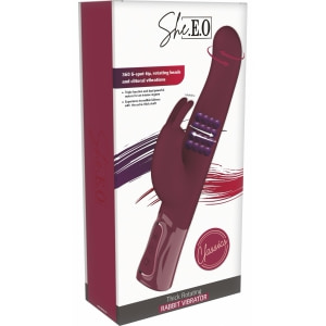 She.E.O Rabbit Rotativ Reîncărcabil — 10 Vibrații, 3 Rotații Vișiniu