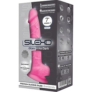 SILEXD Pink 7 — Dildo silicon Strălucitor 17.6 cm pe SexLab
