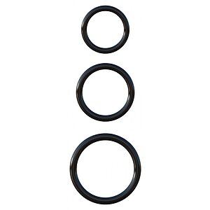 Silicone 3-Ring Stamina Set Negru pe SexLab