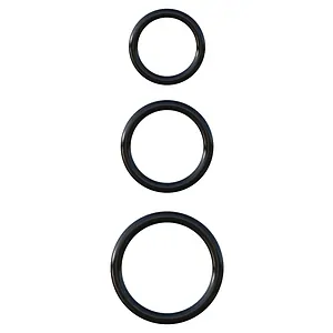 Silicone 3-Ring Stamina Set Negru pe SexLab