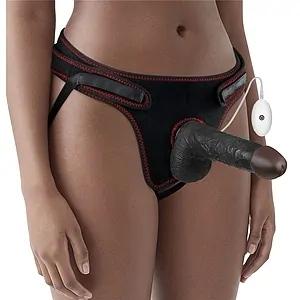 Strap-On Ajustabil Cu 10 Funcții De Vibrație Maro pe SexLab