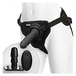 Strap-on Smooth Vibrating Pleasure Set Negru pe SexLab