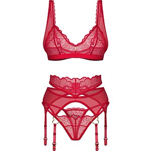Suspender Set Obsessive Cupide Desir Roșu pe SexLab