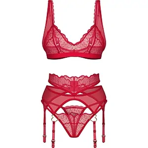 Suspender Set Obsessive Cupide Desir Roșu pe SexLab