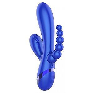 Triple Love Vibrator Rabbit Multifuncțional Albastru
