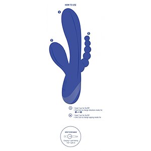 Triple Love Vibrator Rabbit Multifuncțional Albastru