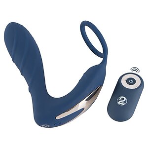 Vibrating Prostate Plug With Ring Albastru pe Sexlab.ro