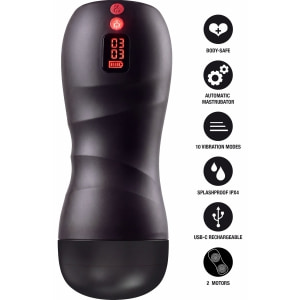 Vibrating Twin Turbo Masturbator Negru