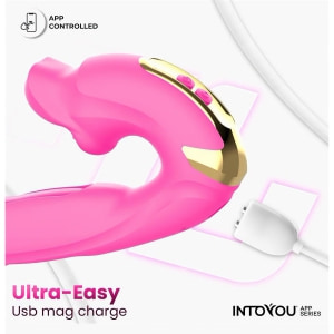 Vibrator App Control Stimulator Clitoridian cu Limbă Mușcătoare Roz